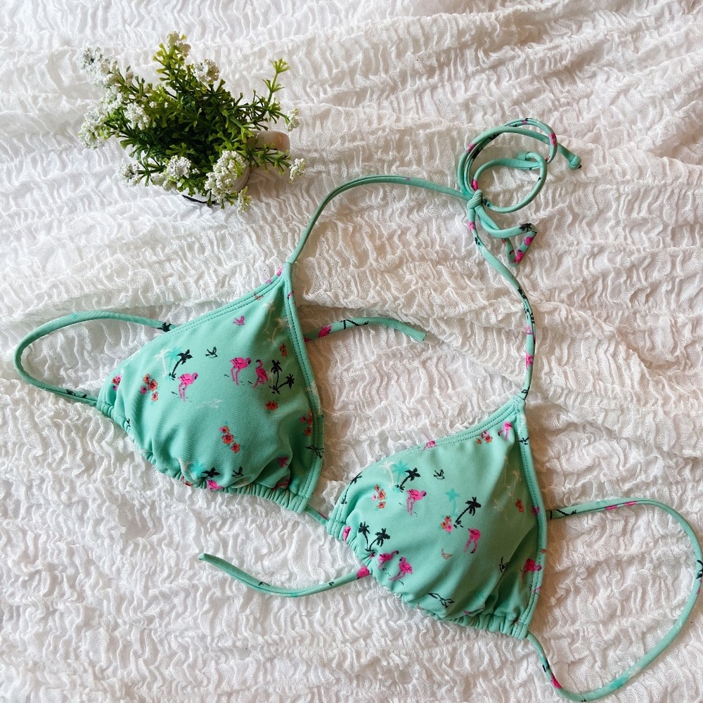 PacSun Flamingo Pattern Triangle Bikini Top